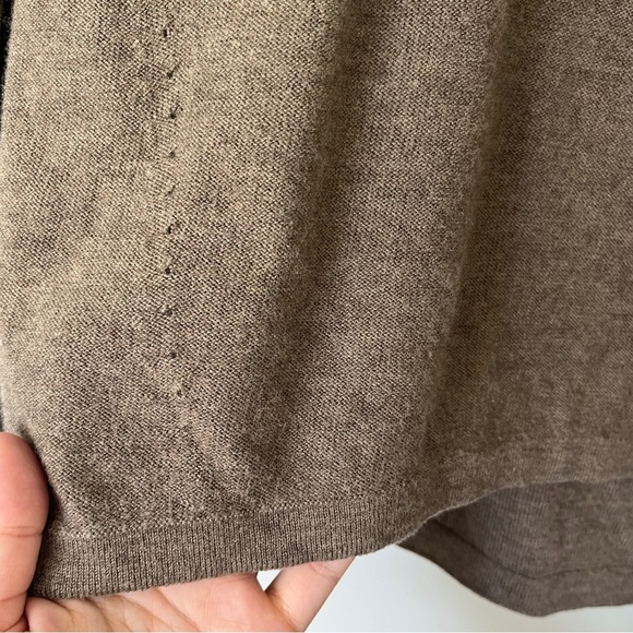 One Grey Day Sweater Size M Round Neck Long Sleeves Cut-Outs Brown Taupe Wool - Picture 3 of 11